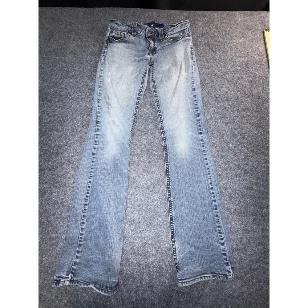 Refuge Womens 7L Light Wash Distressed Bootcut Jeans P1970-34 Stretch Denim